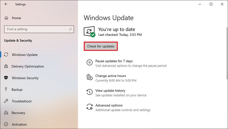 Comprobación de Windows 10 para la versión 21H1