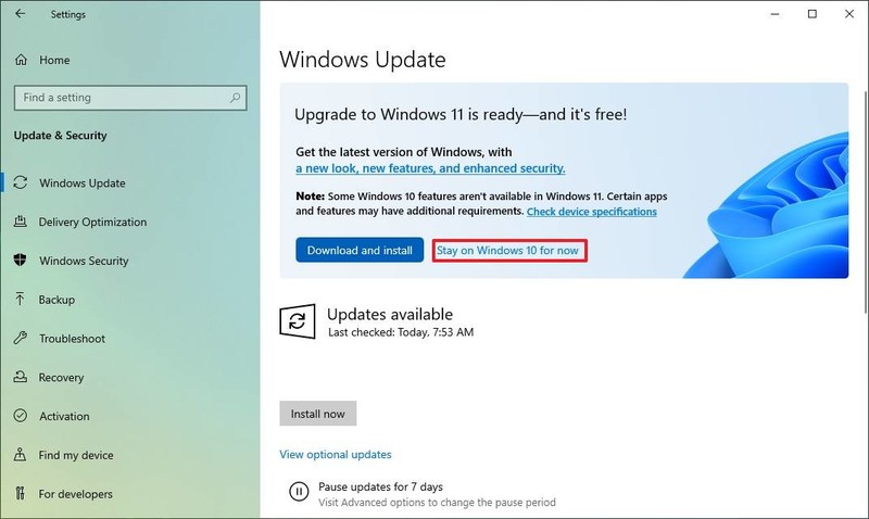 Permanezca en Windows 10 por ahora
