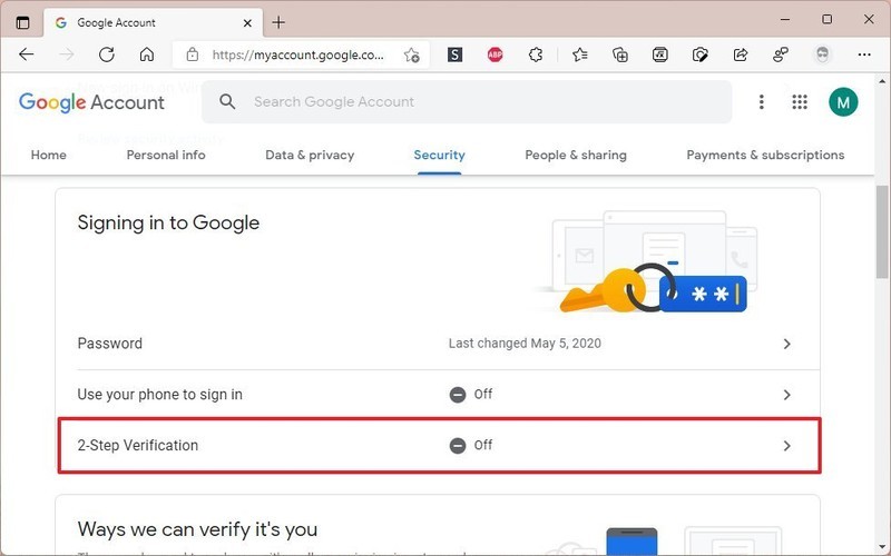 Configuración de la verificación en dos pasos de Google