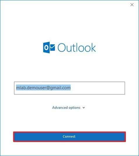 Agregar cuenta de Gmail a la opción de Outlook