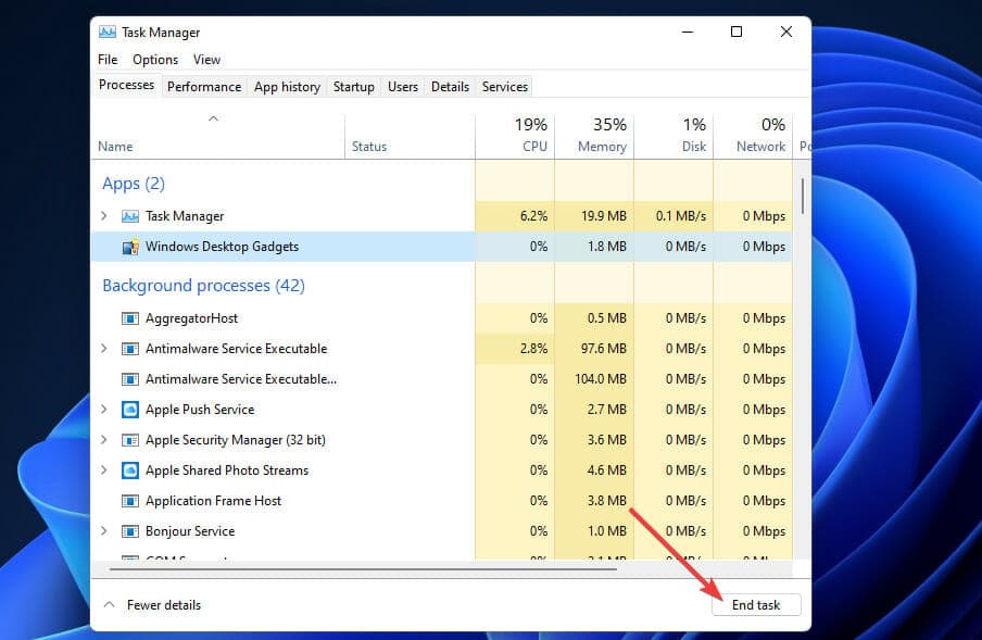 Botón Finalizar tarea Windows 11 Explorador de archivos con retraso