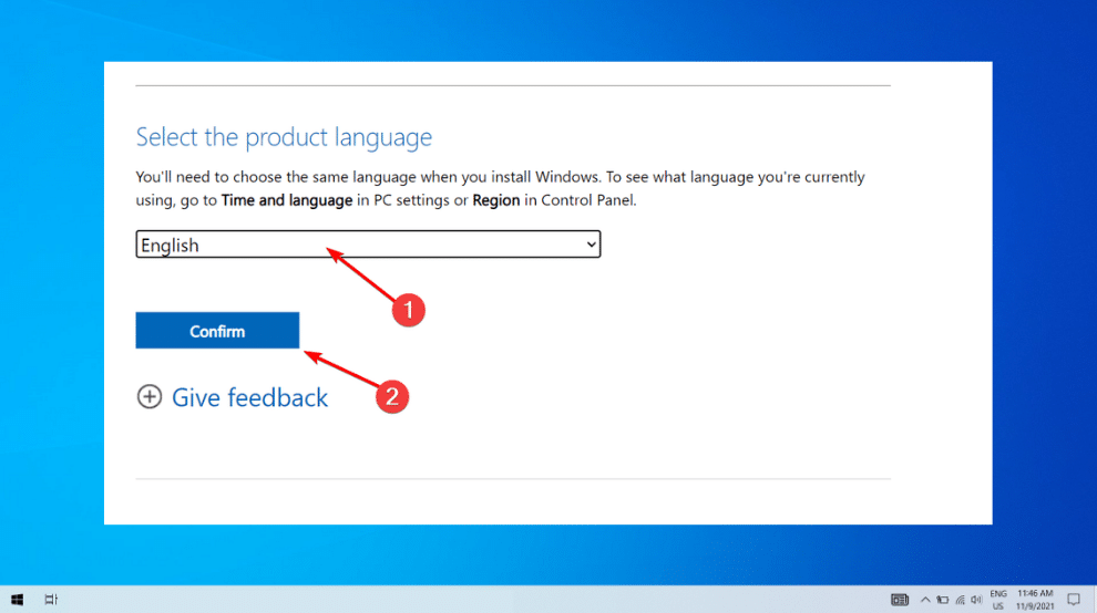 seleccione la opción de aplicaciones de idioma no válido trampa de acceso a datos windows 11