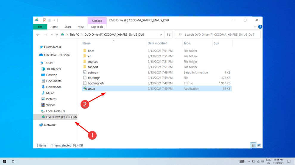 configuración de la unidad de dvd trampa de acceso de datos no válidos windows 11