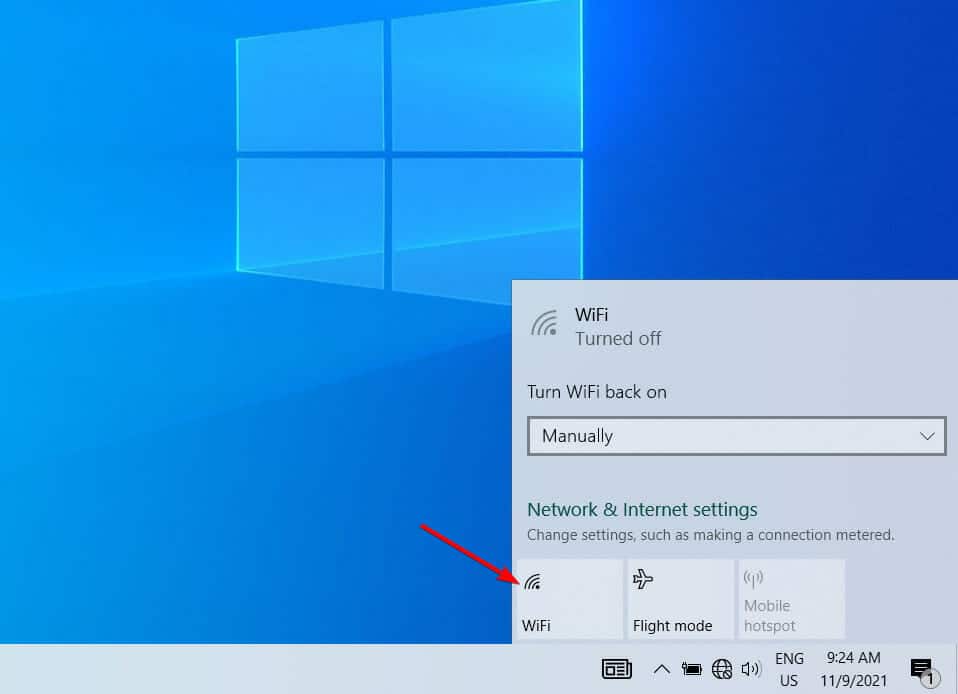 apagar wifi trampa de acceso a datos no válidos windows 11