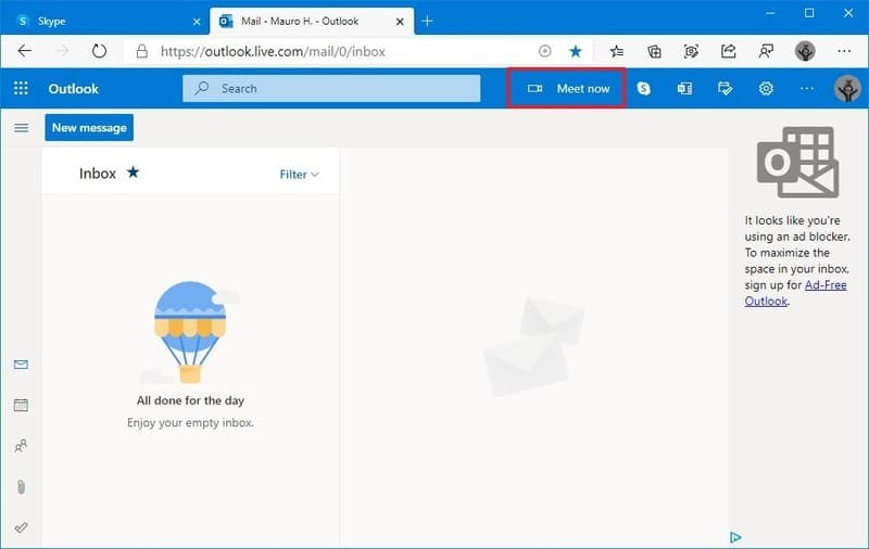 Botón reunirse ahora de Skype en Outlook