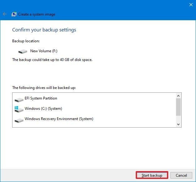 Cree una copia de seguridad completa en Windows 10