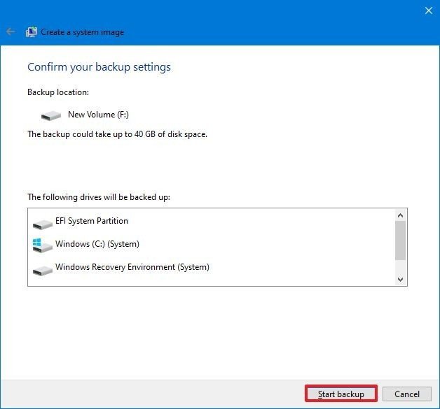 Cree una copia de seguridad completa en Windows 10