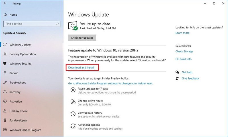 Descarga de Windows 10 versión 20H2