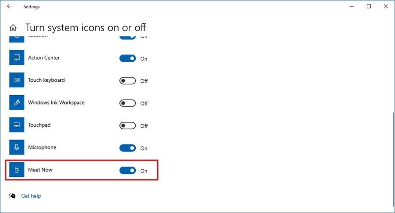 Windows 10 deshabilita Reunirse ahora en la barra de tareas