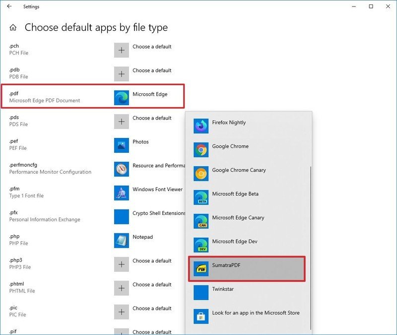 Cambiar la aplicación predeterminada de PDF en Windows 10