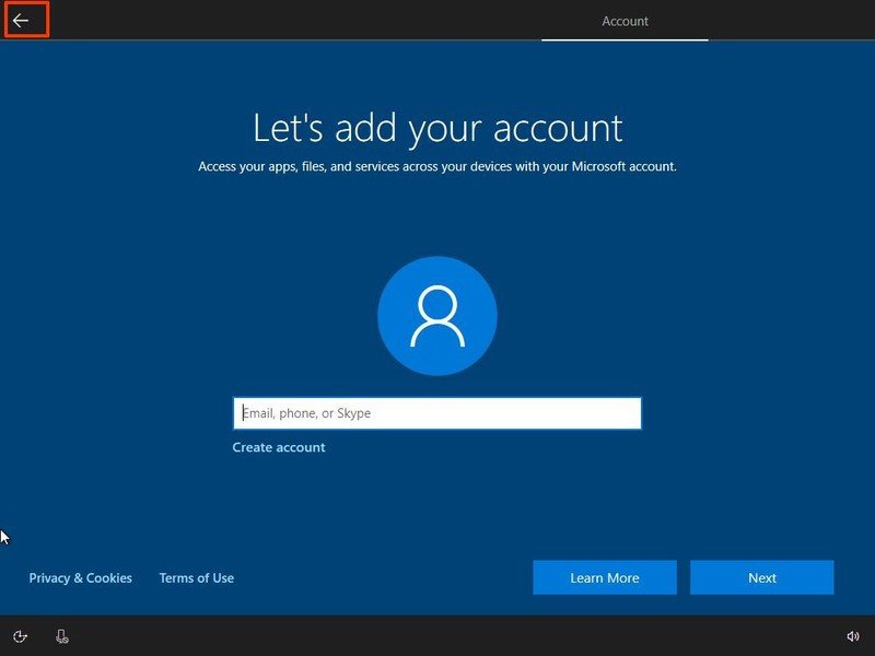 Windows 10 Home habilita la opción de cuenta local