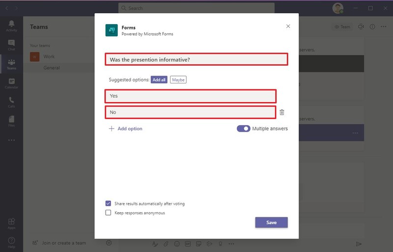 Microsoft Teams crea la opción de encuesta