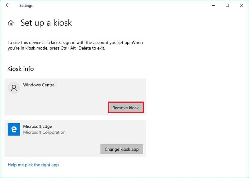Windows 10 eliminar el modo quiosco