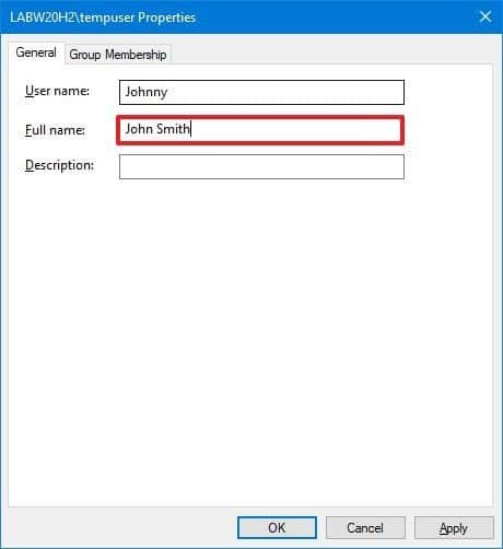 Netplwiz cambia el nombre de la cuenta en Windows 10