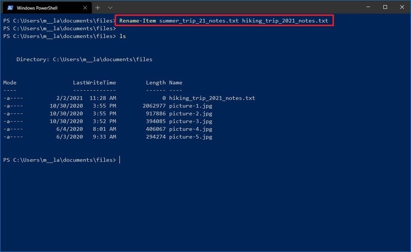 PowerShell cambiar el nombre de un archivo