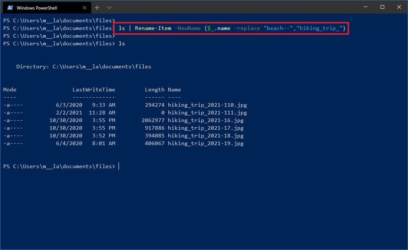 PowerShell cambiar el nombre de parte del nombre del archivo