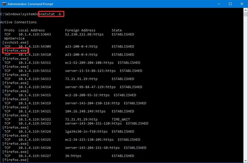 Comando netstat -b