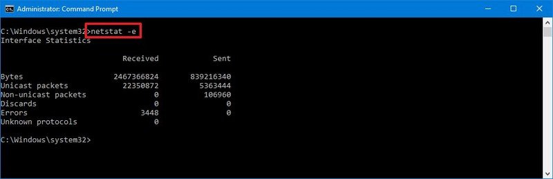 Comando Netstat -e