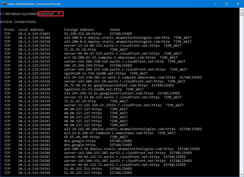 Comando Netstat -f