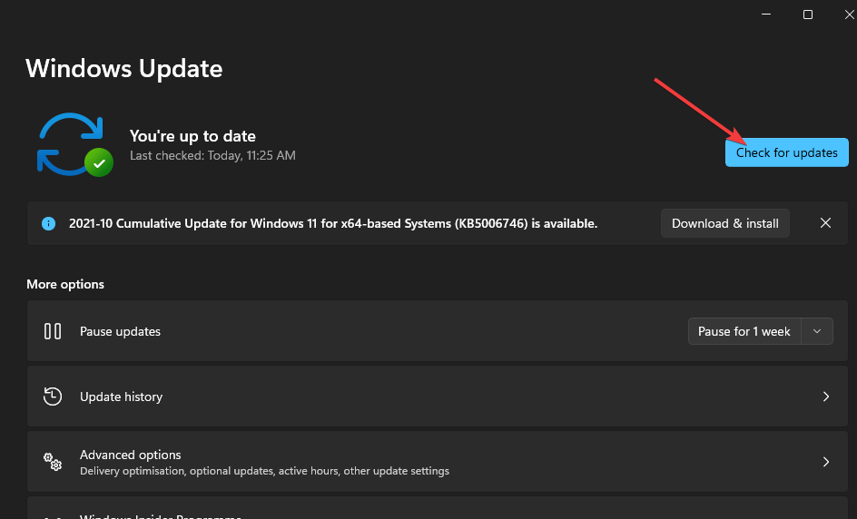 El botón Buscar actualizaciones La pantalla táctil de Windows 11 no funciona