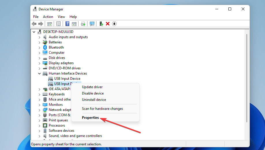 La pantalla táctil de la opción Propiedades de Windows 11 no funciona