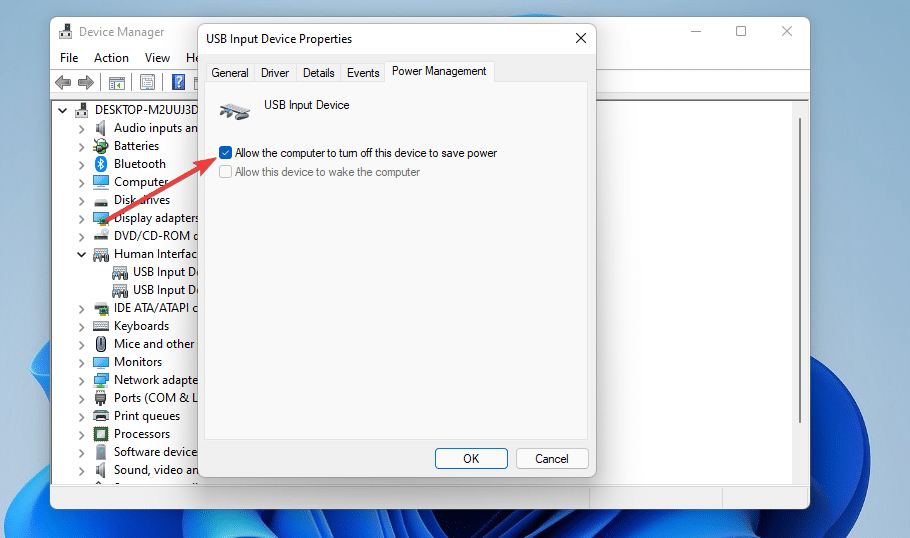 La opción Permitir que la computadora apague este dispositivo para ahorrar energía La pantalla táctil de Windows 11 no funciona