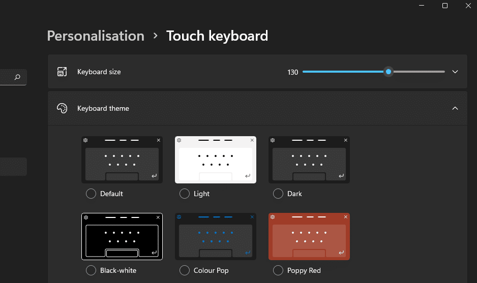 Temas del teclado táctil La pantalla táctil de Windows 11 no funciona