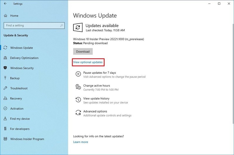Configuración de actualizaciones opcionales de Windows Update