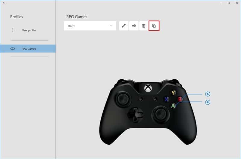 Copiar perfil de reasignación de Xbox