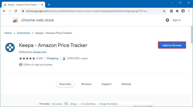 Chrome descargar la extensión Keepa
