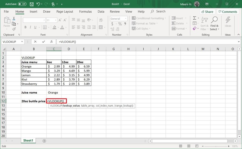 Función BUSCARV de Excel