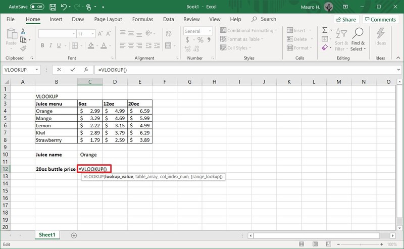 Función BUSCARV de Excel