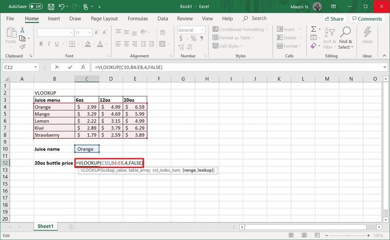 Función BUSCARV de Excel