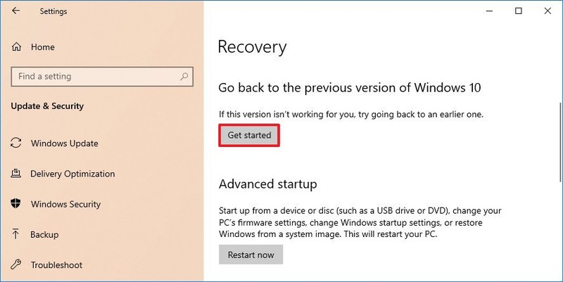 Windows 10 vuelve a la versión anterior
