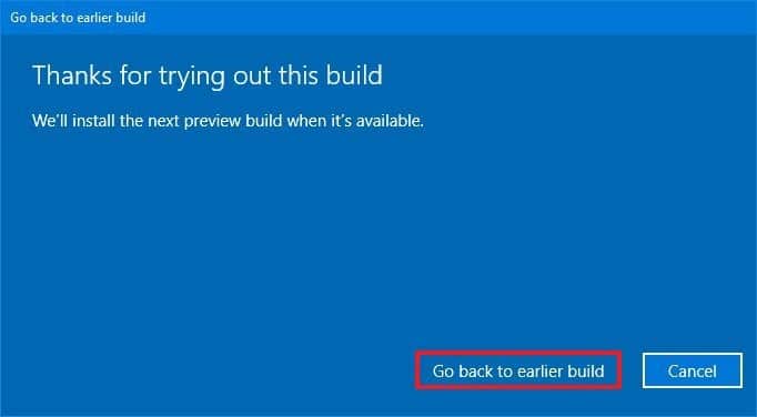 Vista previa de desinstalación de Windows 10