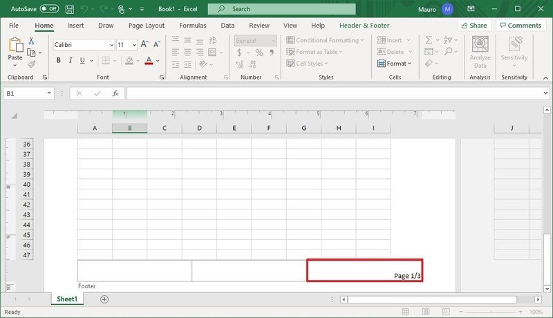 Excel editar pie de página