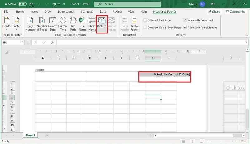 Excel insertar imagen para encabezado o pie de página