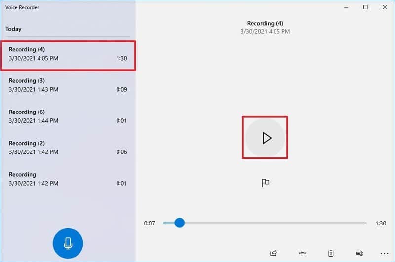 Grabadora de voz reproducir y pausar audio