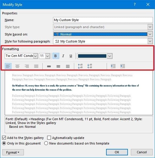 Modificar la configuración de estilo