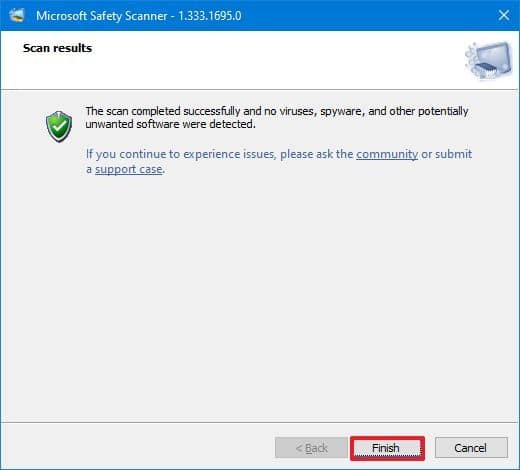 Msert Scan completo en Windows 10