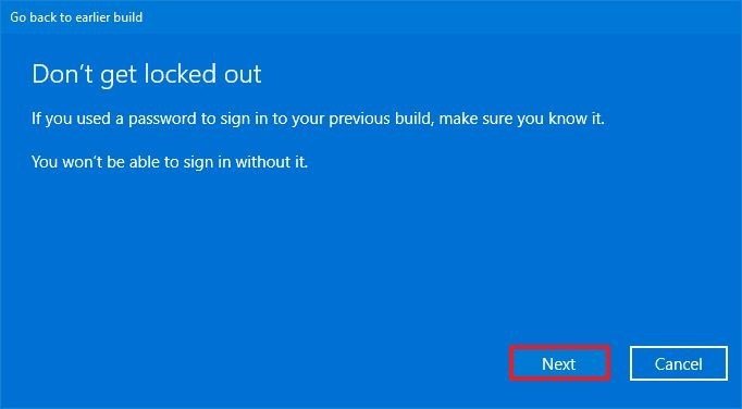 Advertencia de contraseña del proceso de desinstalación de Windows 10