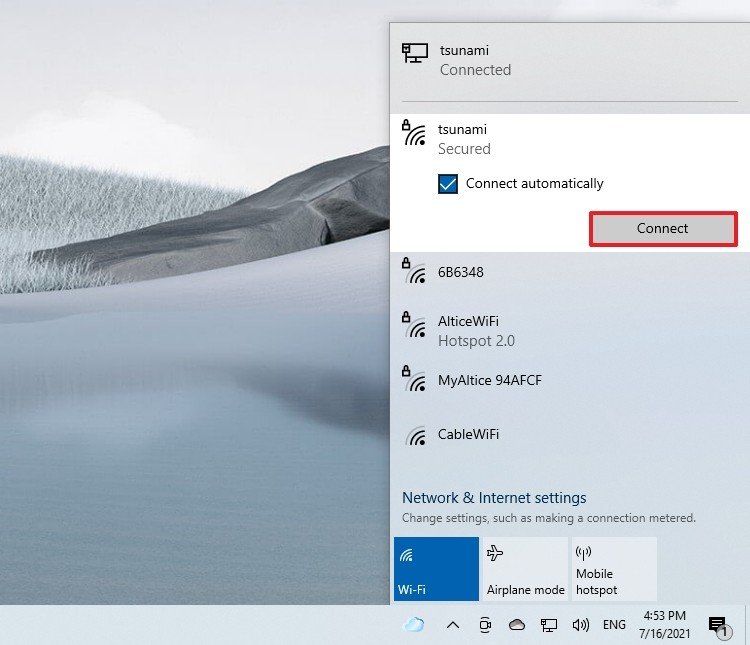 Windows 10 se conecta a Wi-Fi