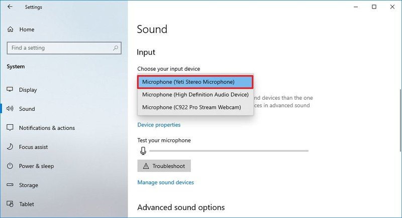 Elija el micrófono predeterminado en Windows 10