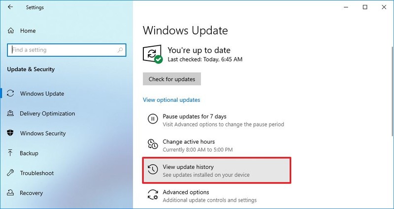 Windows 10 Ver historial de actualizaciones