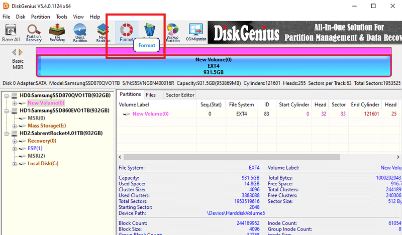 Formatear Ext4 en Windows