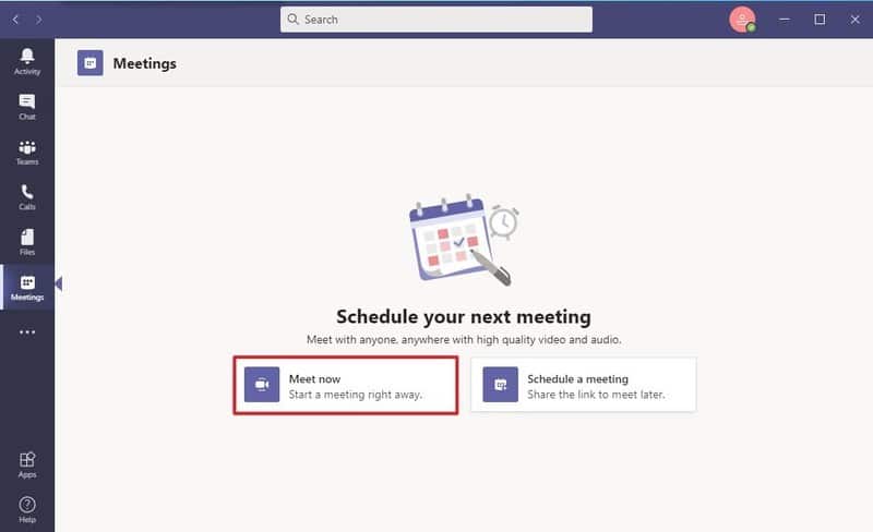 Microsoft Teams crear reunión