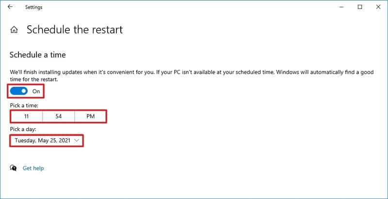Opción de posponer la actualización de Windows 10 de mayo de 2021