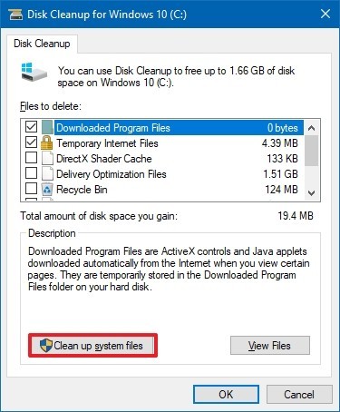 Windows 10 versión 21H1 limpiar archivos del sistema