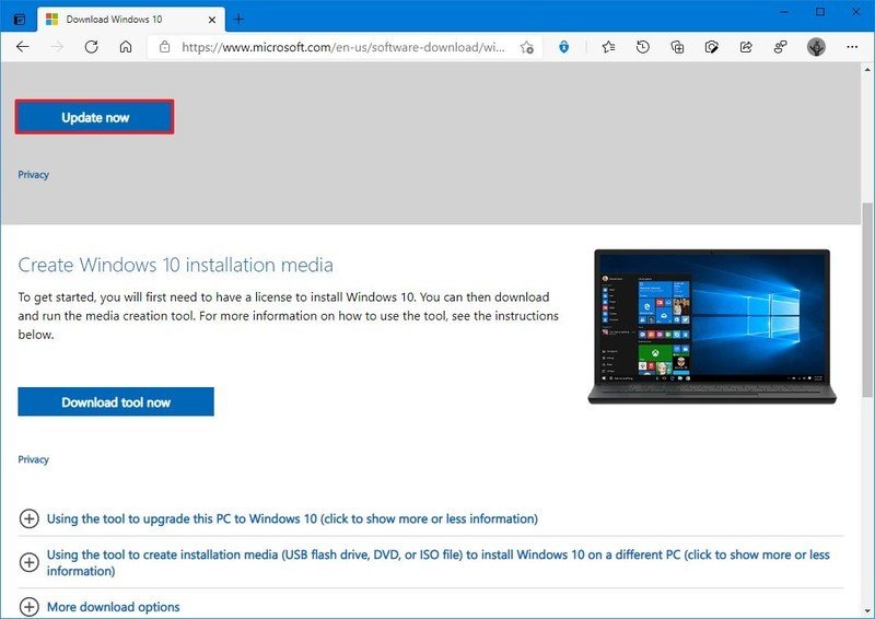 Asistente de actualización de Windows 10 versión 21H1