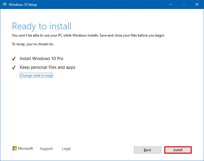 Instale Windows 10 versión 21H1 con la herramienta de creación de medios